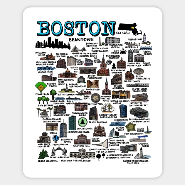 Boston Map Sticker by fiberandgloss